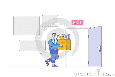 Exit interview before leaving job or organization, feedback or suggestion to HR human resources concept. Businessman employee Vector Illustration