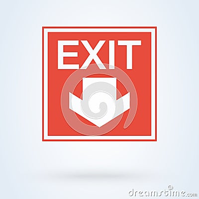 Exit logout icon emergency and arrow. vector red Vector Illustration