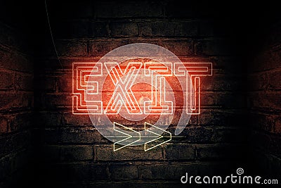 Exit Neon sign Cartoon Illustration