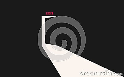 Exit. Opening door Vector Illustration