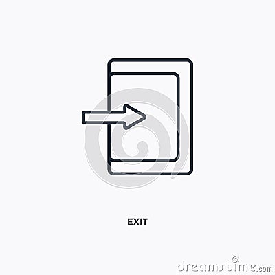 Exit outline icon. Simple linear element illustration. Isolated line Exit icon on white background. Thin stroke sign can be used Vector Illustration
