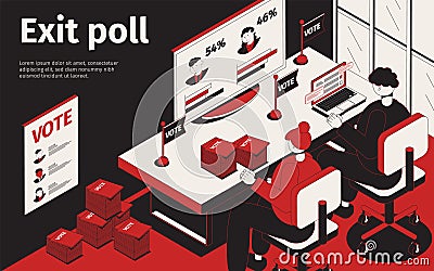 Exit Poll Isometric Background Vector Illustration
