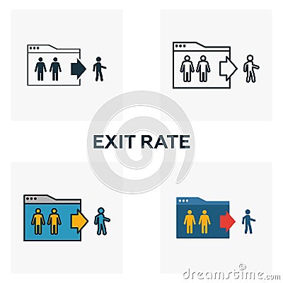 Exit Rate icon set. Four elements in diferent styles from content icons collection. Creative exit rate icons filled, outline, Stock Photo