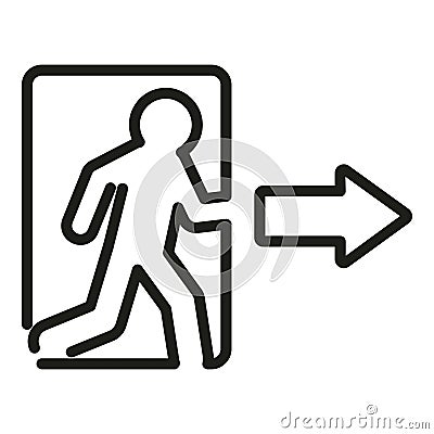 Exit sign icon outline vector. Fire alarm Stock Photo