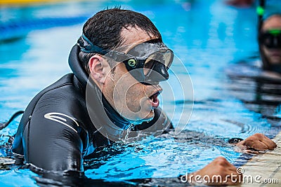 Exit of Static Apnea which will be followed with Official Protocol, Editorial Stock Photo