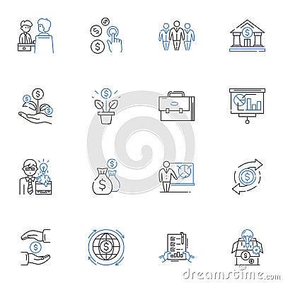 Exit Strategy line icons collection. Contingency, Planning, Optimize, Succession, Closure, Liquidation, Withdrawal Vector Illustration