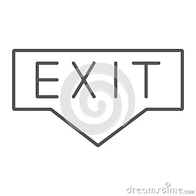 Exit thin line icon, emergency and doorway, evacuation sign, vector graphics, a linear pattern on a white background. Vector Illustration