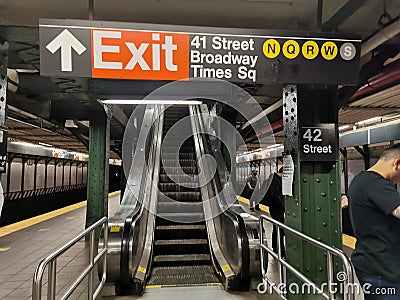 Exit to 41 Street Broadway Times Square, Manhattan, New York City Editorial Stock Photo