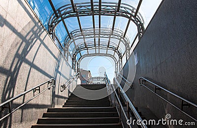 Exit from the underpass with a transparent roof Stock Photo