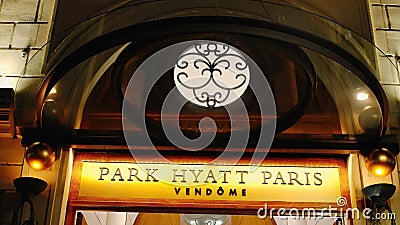 Exklusive Park Hyatt Hotel in Vendome Square in Paris - CITY OF PARIS, FRANCE - SEPTEMBER 4, 2023 Editorial Stock Photo