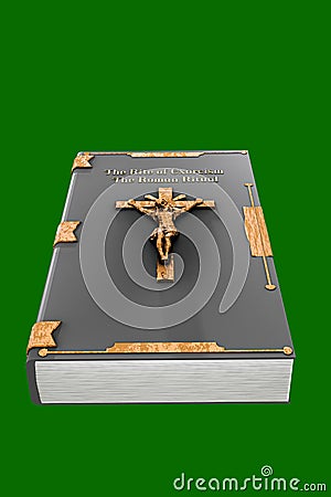 Exorcism book on green background Cartoon Illustration