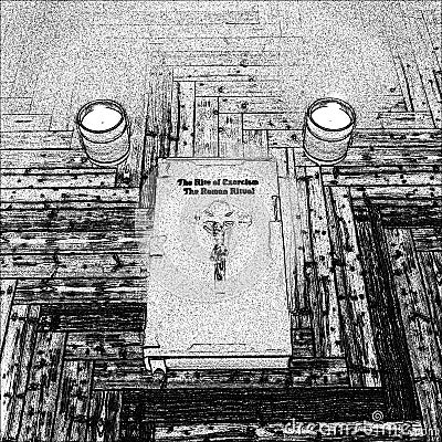 Exorcism book isolated on white background Cartoon Illustration