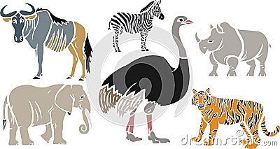 Exotic Animals Set Stock Photo