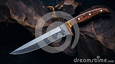 Exotic Atmosphere Hunting Knife With Rustic Charm Stock Photo