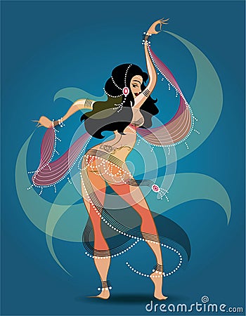 Exotic Belly dancer Vector Illustration