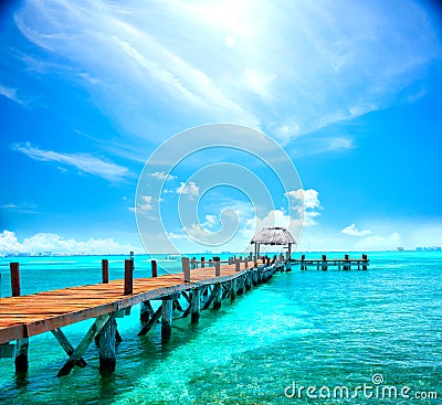 Exotic Caribbean island. Tropical beach resort Stock Photo