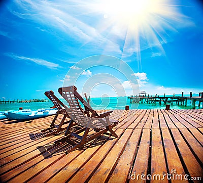 Exotic Caribbean paradise. Tropical beach resort Stock Photo