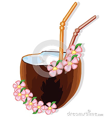 Exotic coconut cocktail Vector Illustration