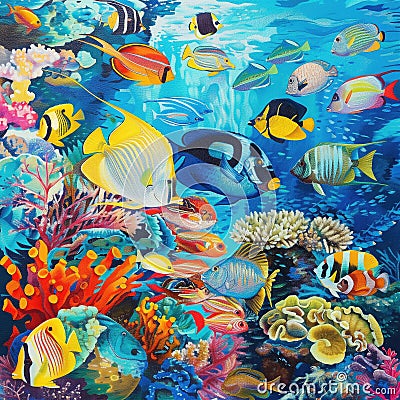 Exotic coral reef with sea life Stock Photo