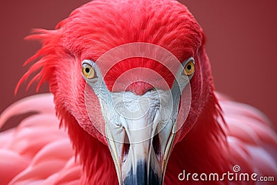 Exotic Flamingo closeup head. Generate Ai Stock Photo