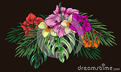 Exotic floral bouquet colorful concept Vector Illustration