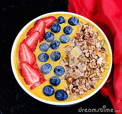 Exotic fresh fruit smoothie bowl Stock Photo