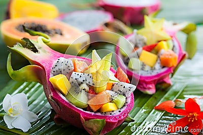 Exotic fruit salad Stock Photo