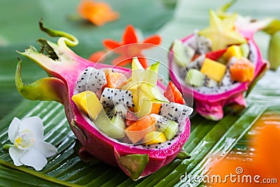 Exotic fruit salad Stock Photo