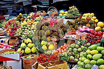 Exotic fruits, asian market Stock Photo