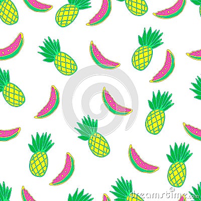 Exotic, juicy, fruity, seamless, cartoon, vector pattern. Vector Illustration