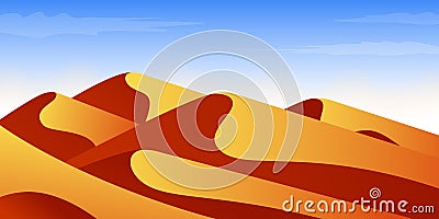 Exotic landscape. Desert, sands and dunes. Tourism and travelling. Vector Illustration