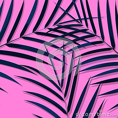 Exotic leaves background. Botanical leaves on millenial pink background. Exotic background Vector Illustration