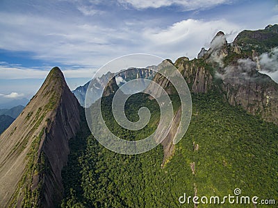 Exotic Mountains. Wonderful Mountains. Mountain Finger of God, the city of Teresopolis, State of Rio de Janeiro, Brazil. Stock Photo