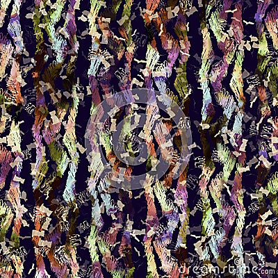 Exotic multicoloured boho stripe line print. Seamless autumnal dark ground detailed repeat pattern. Elegant linear Stock Photo
