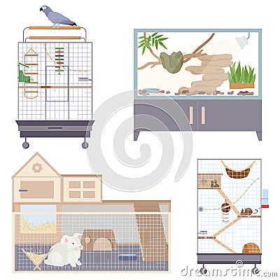 Exotic Pets Icons Set Vector Illustration