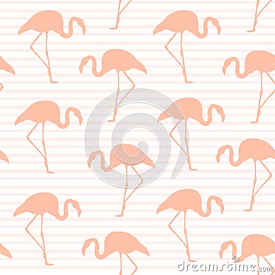 Exotic pink flamingo seamless pattern stripes Vector Illustration