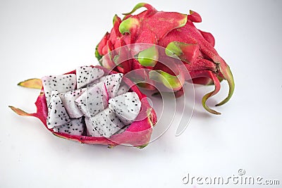 Exotic ripe white Pitaya or Dragon fruit. Red Pitahaya tropical Stock Photo