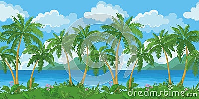 Exotic seamless tropical sea landscape Vector Illustration