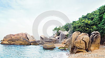 Exotic Thai landscape. Thailand, Samui island. Sea, ocean and jungle view. Vacation, traveling and tourism concept. Stock Photo