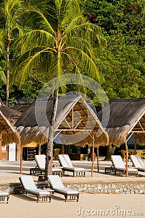 Exotic Tropical Beach Beds Stock Photo