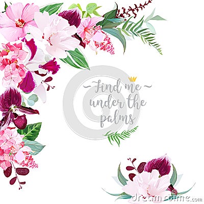 Exotic tropical floral frame Vector Illustration