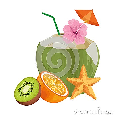 Exotic tropical fruit icon cartoon Vector Illustration