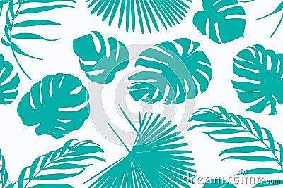 Exotic tropical greenery botanical pattern ornament with jungle palm tree monstera leaves bohemian decor background. Vector Illustration