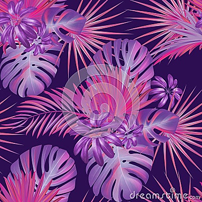 Exotic tropical vrctor background with hawaiian plants. Vector Illustration