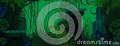 Exotic woods green wild nature background. Vector Illustration