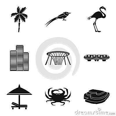 Exotica icons set, simple style Vector Illustration
