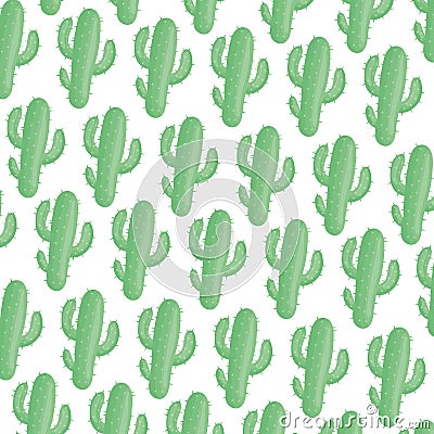 Exotics cactus plants natural pattern Vector Illustration