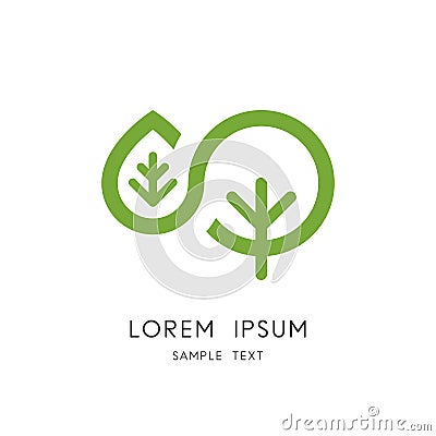 Tree leaf logo - vegetative reproduction symbol Vector Illustration