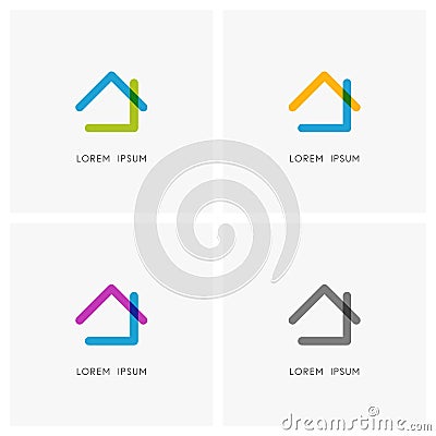 Home colored logo set - realty and property art icons Vector Illustration