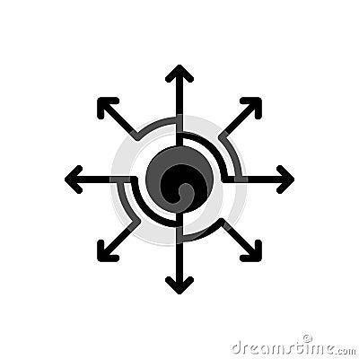 Black solid icon for Expand, circle and detail Stock Photo